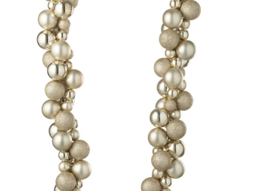 Kerstballen Bolzano Kunststof Beige guirlande met glanzende en glitterballen, sfeervolle winterdecoratie