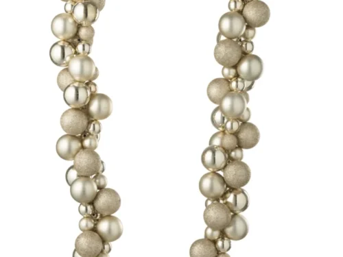 Kerstballen Bolzano Kunststof Beige guirlande met glanzende en glitterballen, sfeervolle winterdecoratie
