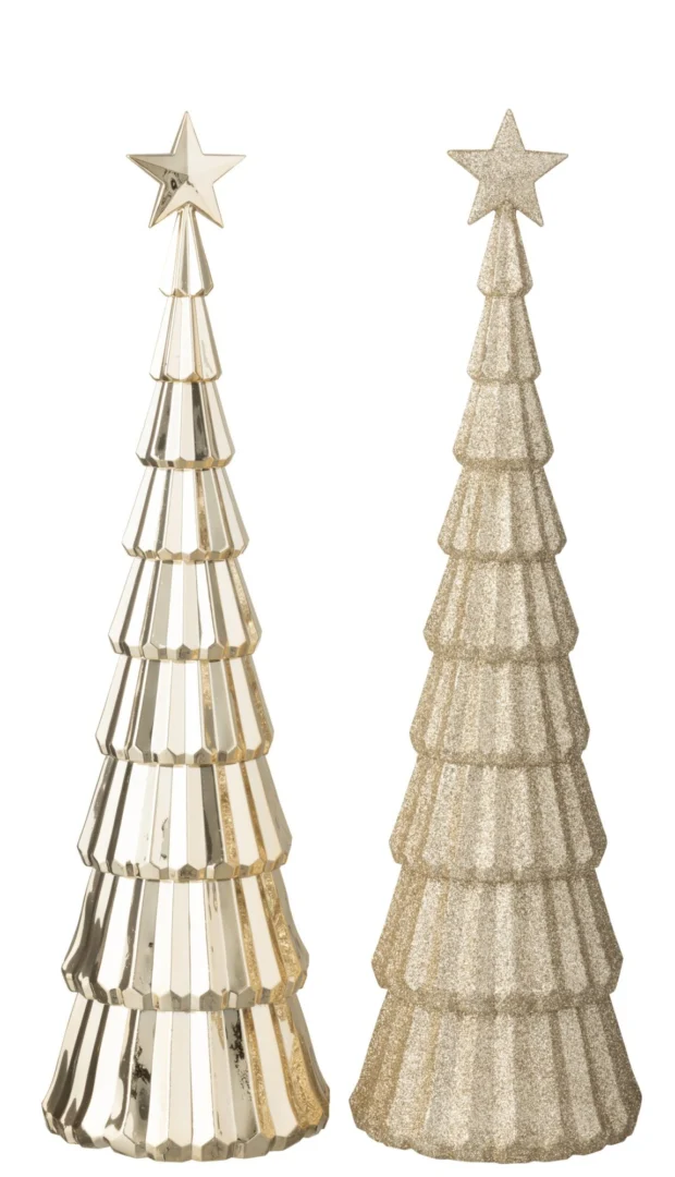 Colchester kunstboom set van 2 in lichtbeige met ster, decoratieve woonaccessoires H38 cm