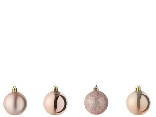 Moosio roze kunststof kerstballen set met matte, glanzende en glitterafwerking, 40 stuks