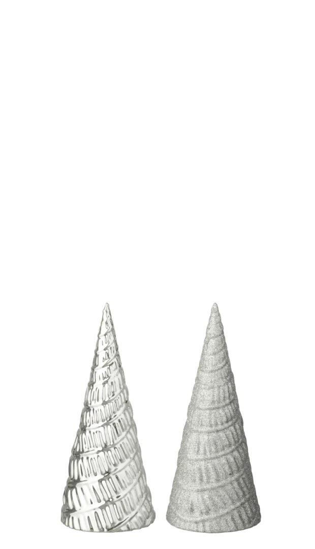 Kunstboom Flaussar Kunststof Zilver H18 cm - Set van 2 - Afbeelding 2