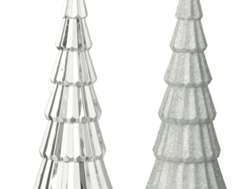 Kunstboom Preirdak kunststof zilver met ster, set van 2, 38 cm hoog