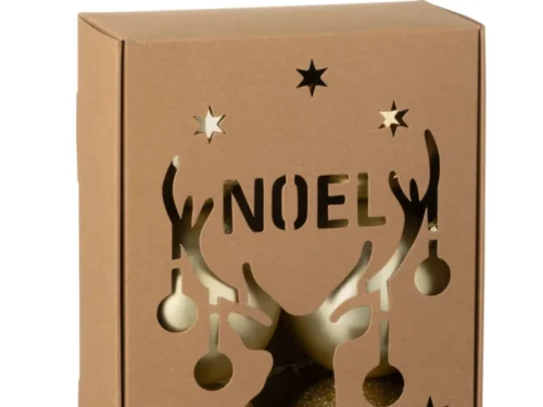 Slintane gouden kunststof opbergdoos met rendier- en steruitsnedes, feestelijk woonaccessoire