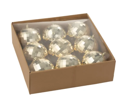 Opbergdoos Siestas goud, kunststof box met transparant deksel en decoratieve kerstballen