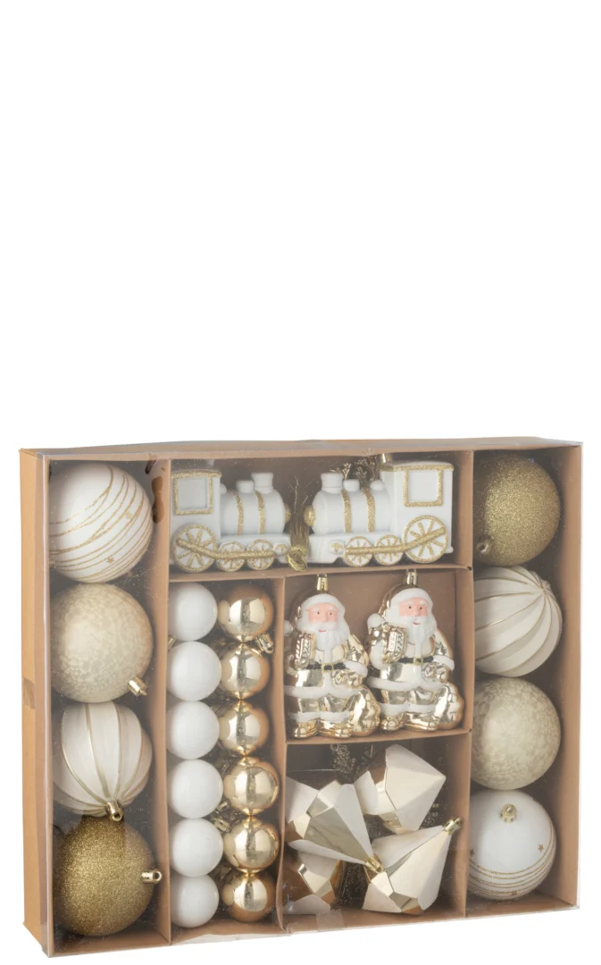 Toostano gouden kunststof opbergdoos met vakken voor kerstballen, compact en feestelijk opgeborgen