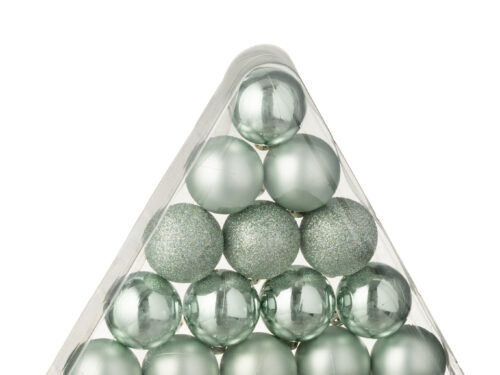 Seevor kunststof opbergdoos voor 24 mintgroene kerstballen, compact en overzichtelijk opgeborgen