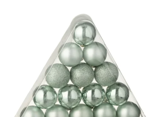 Seevor kunststof opbergdoos voor 24 mintgroene kerstballen, compact en overzichtelijk opgeborgen