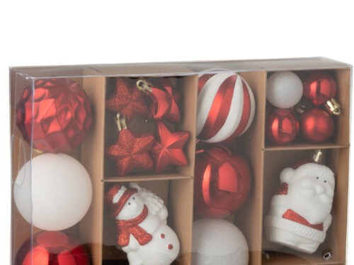 Zoossel rode kunststof opbergdoos met kerstballen en decoraties, compact en licht van gewicht