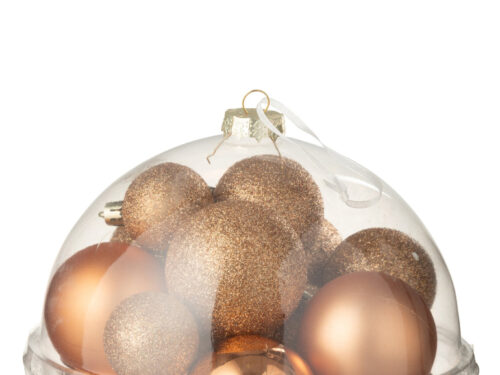 Mievino kunststof opbergdoos oranje met 24 kerstballen, compact en lichtgewicht voor winterdecoratie