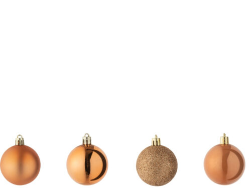 Opbergdoos Reermak met 40 oranje kunststof kerstballen, glanzend en glitterend voor winterdecoratie
