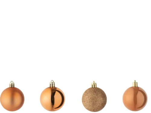 Opbergdoos Reermak met 40 oranje kunststof kerstballen, glanzend en glitterend voor winterdecoratie