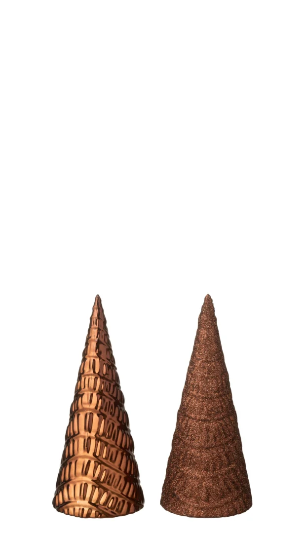 Troser kunstboom set van 2, donkerbruin kunststof, compact en sfeervol voor woondecoratie, H18 cm