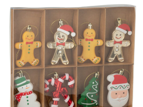 Cukang kunststof opbergdoos met 13 kleurrijke kersthangers, inclusief gingerbread, sneeuwpop en kerstboom