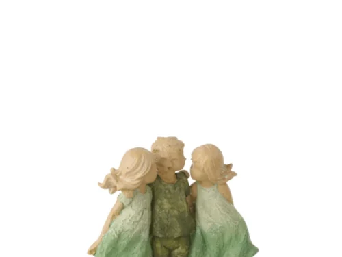 Beeld Beitane polyresin groen, decoratief woonaccessoire met drie figuren en elegante uitstraling, H16,5 cm