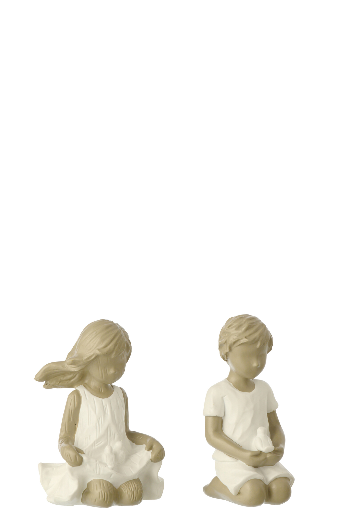 Beeld Penol Polyresin Wit H15 cm - Set van 2