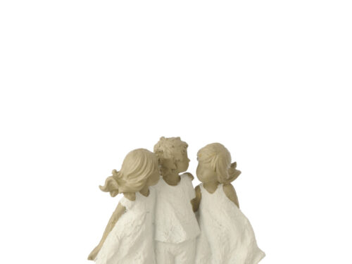 Beeld Praanson polyresin wit met drie figuren in jurken, H16,5 cm, tijdloos woonaccessoire