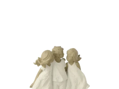 Beeld Praanson polyresin wit met drie figuren in jurken, H16,5 cm, tijdloos woonaccessoire
