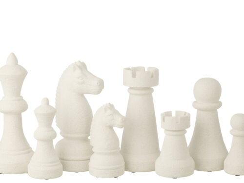 Witte polyresin schaakstukken woonaccessoires Hoormel set van 4, speelse decoratie in rustige tinten