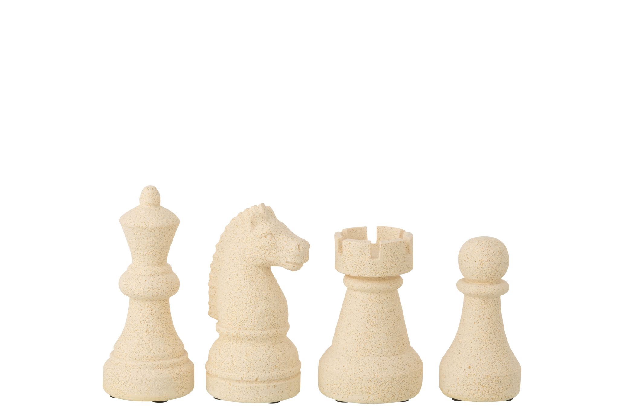 Woonaccessoire Melvis set van 4 beige polyresin schaakstukken voor een stijlvolle, rustige interieurdecoratie