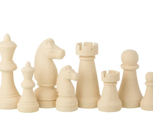 Woonaccessoire Kauai polyresin beige set van 4 schaakstukken, decoratieve woondecoratie in modern stijl