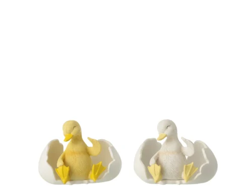 Schaal Cellira Wit set van 2 met eend in eierschaalstijl, decoratieve woonaccessoires in rustige witte tinten