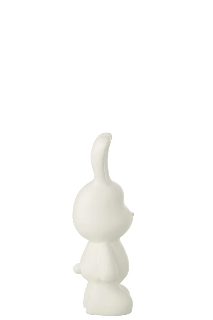 Faurroro Eddy wit polyresin konijn decoratiefiguur, slanke vorm, H36 cm