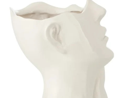 Witte Bloempot Sleiltang van polyresin met bijzondere organische vorm, H27,5 cm