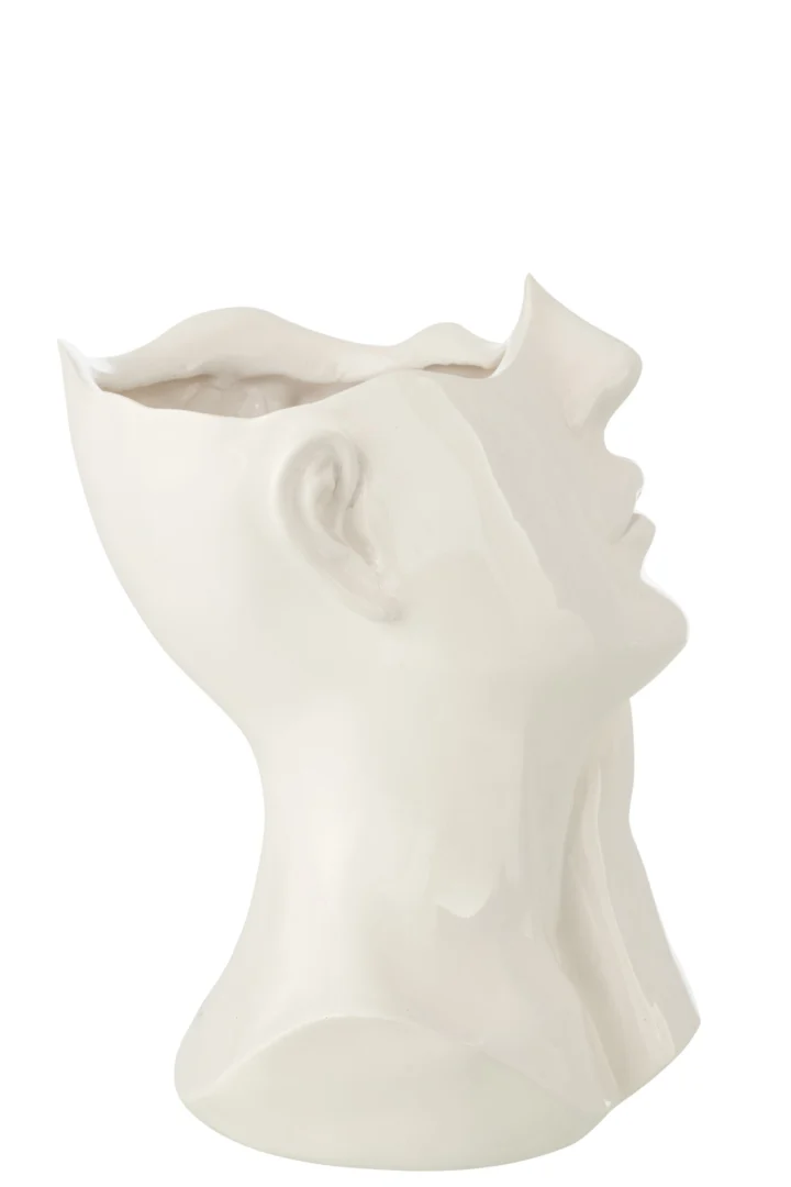 Witte Bloempot Sleiltang van polyresin met bijzondere organische vorm, H27,5 cm