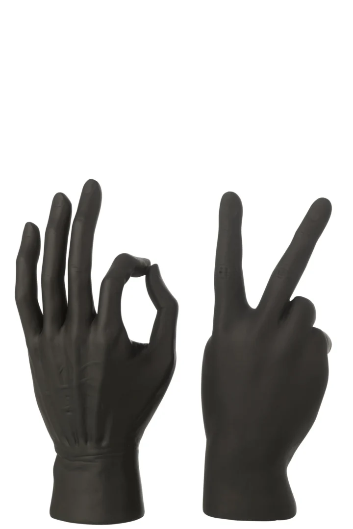 Beeld Jantino polyresin zwart set van 2 met elegante handvormen en moderne, slanke uitstraling