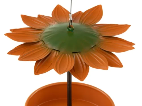 Vogelhuisje Leellio Metaal Geel met bloemdesign en stevige ophanghaak voor tuin of balkon