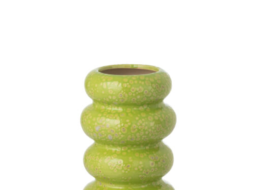 Groene porseleinen Vaas Troolvu met bubbelvorm en glanzende afwerking, H23,5 cm