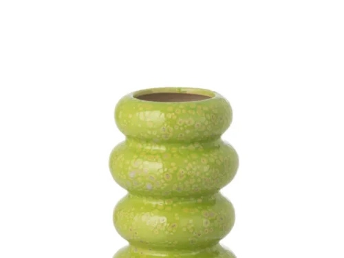 Groene porseleinen Vaas Troolvu met bubbelvorm en glanzende afwerking, H23,5 cm