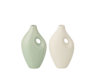 Vaas Skaanso Porselein Groen H17,5 cm - Set van 2