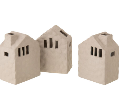 Slumand porselein beige vaasjes set van 3, H14,5 cm, met organische vorm en strakke openingen