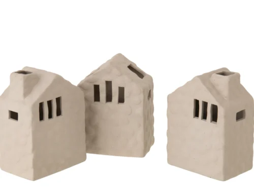 Slumand porselein beige vaasjes set van 3, H14,5 cm, met organische vorm en strakke openingen