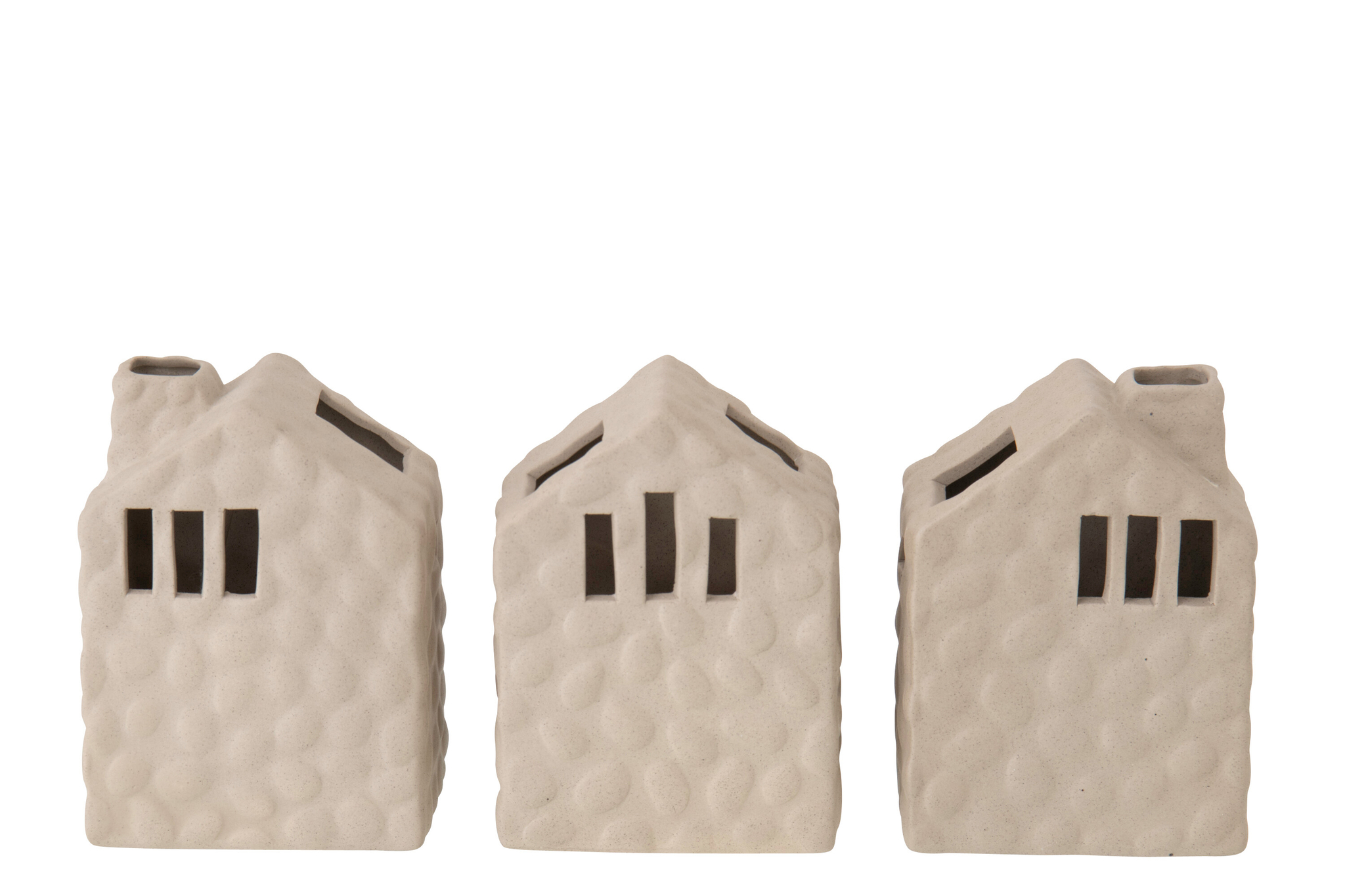 Vaas Slumand Porselein Beige H14,5 cm - Set van 3 - Afbeelding 2