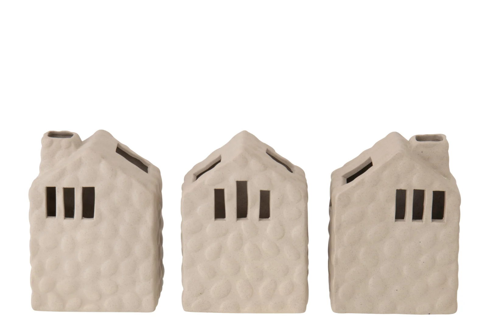 Vaas Slumand Porselein Beige H14,5 cm - Set van 3 - Afbeelding 2