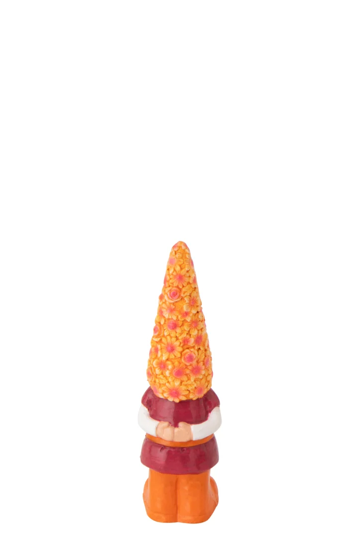 Decoratiefiguur Verona meerkleurige kabouter met bloemenhoed, 35,5 cm hoog