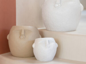 Bloempot Mykonos Polyresin Wit H14,5 cm - Set van 2