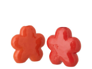 Bloemvaas Rosun Porselein Oranje H12,5 cm - Set van 2