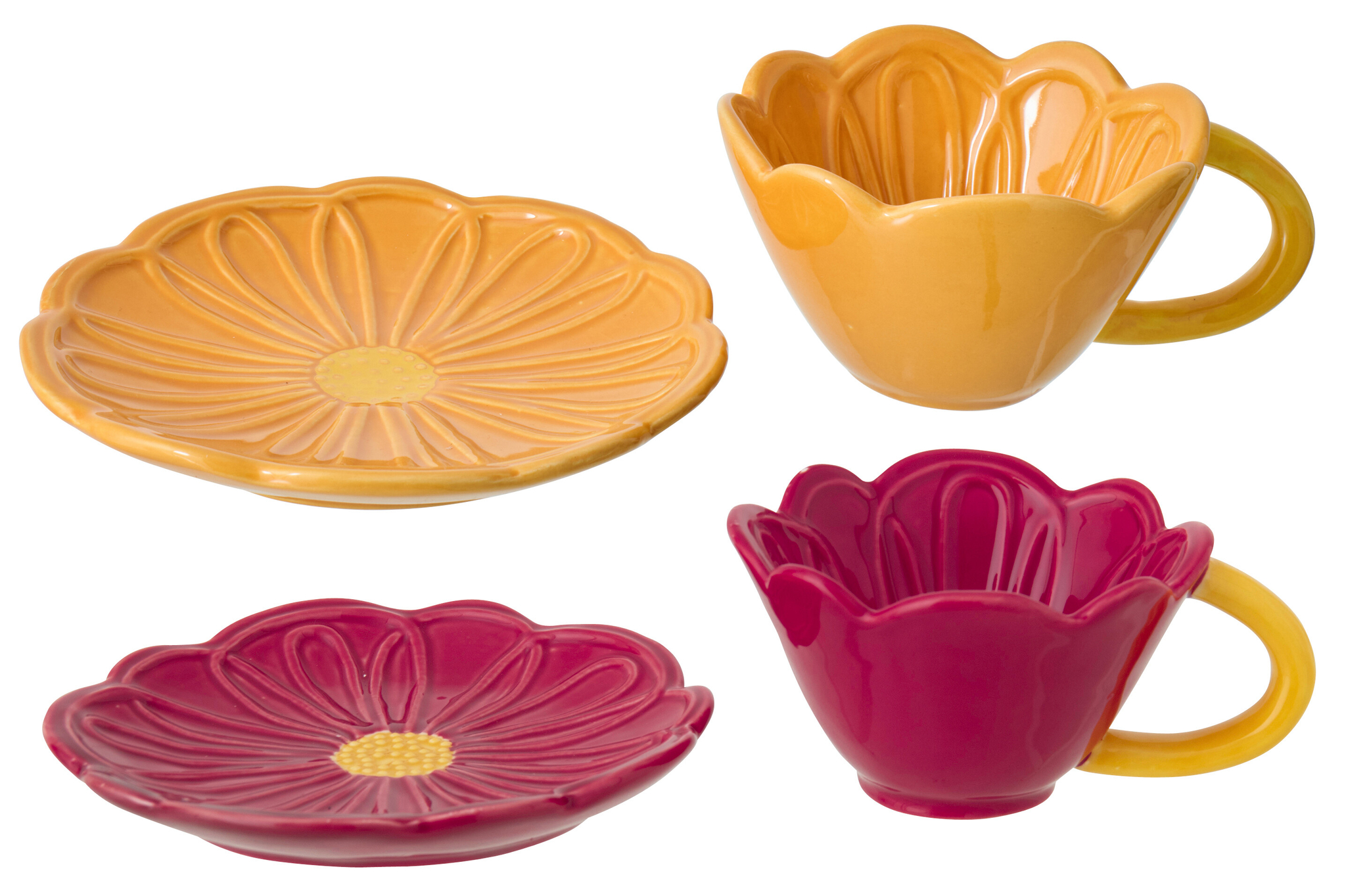 Kopje Klauskira Porselein Rood - Set van 2