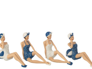 Beeld Prunnang Polyresin Blauw H17 cm - Set van 4
