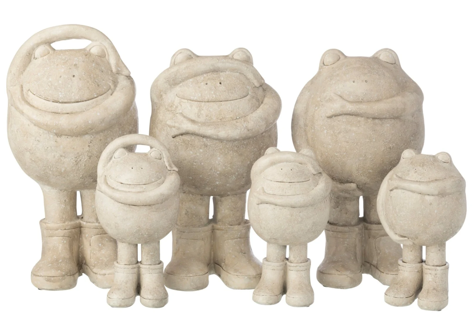 Decoratiefiguur Jildonte beige, set van 3, 39 cm hoog, speelse kikkerfiguren van MGO