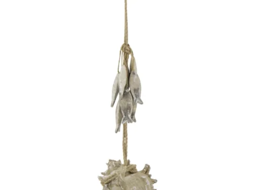 Schelphanger Lalino Polyresin naturel met whitewash en organische vorm, hangend aan touw