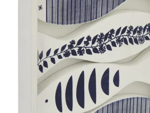 Wanddecoratie Moossaro Blauw met gemêleerde blauw-witte MDF-afwerking en organisch golfpatroon