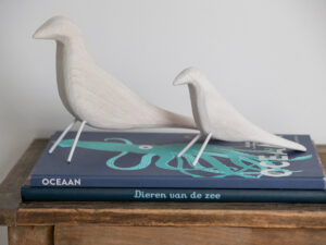Decoratiefiguur Dossane Hout Wit H34 cm - Set van 2