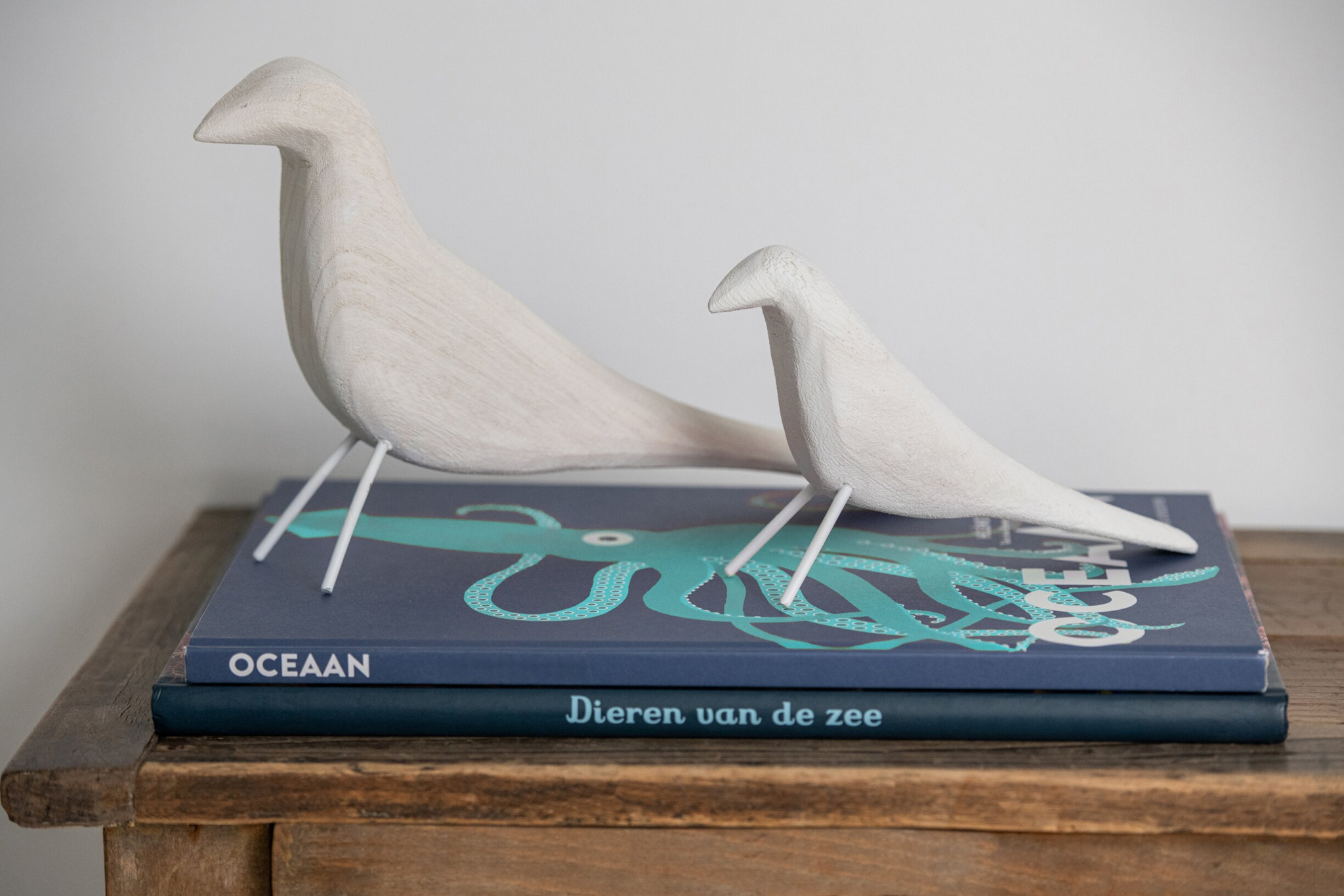 Decoratiefiguur Dossane Hout Wit H34 cm - Set van 2