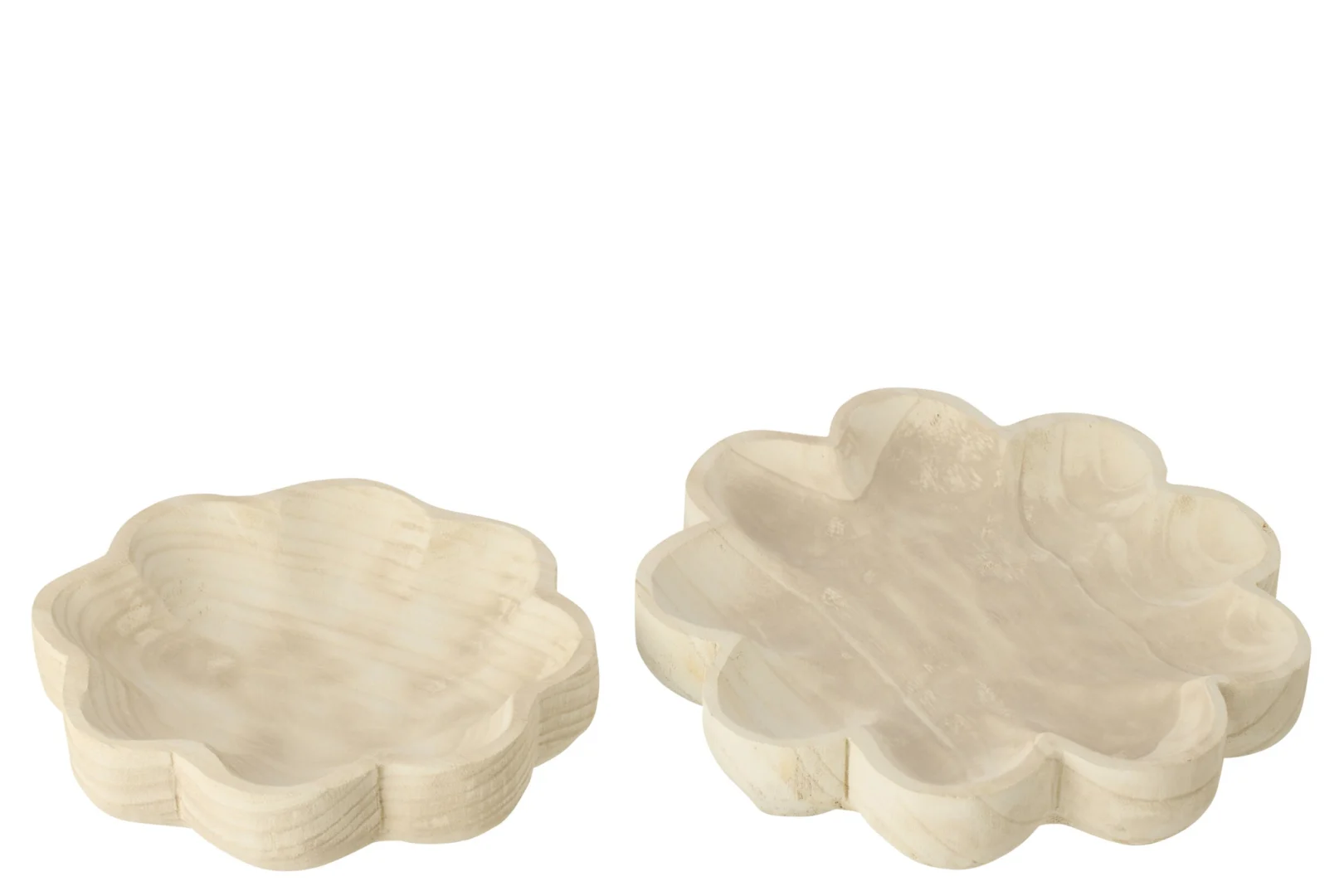 Dienblad Staulvan van wit paulowniahout, bloemvormig design voor stijlvolle woonaccessoires, 38 x 38 cm