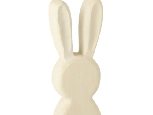 Fensoro wit houten konijnfiguur, staand decoratiefiguur van paulowniahout, H39 cm