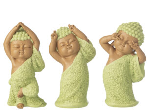 Beeld Preirnal Polyresin Groen H20 cm - Set van 3